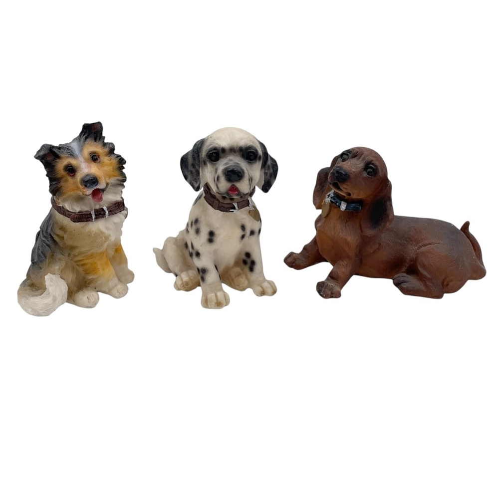 Home Interiors 2002 Best Friends 3 Dog Figurine Set Collie Dalmatian Dachscund